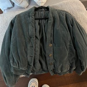FREE PEOPLE Suede Bomber Jacket - Size Small (Fits Oversized)